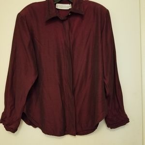 Burgundy wine colored long sleeve blouse